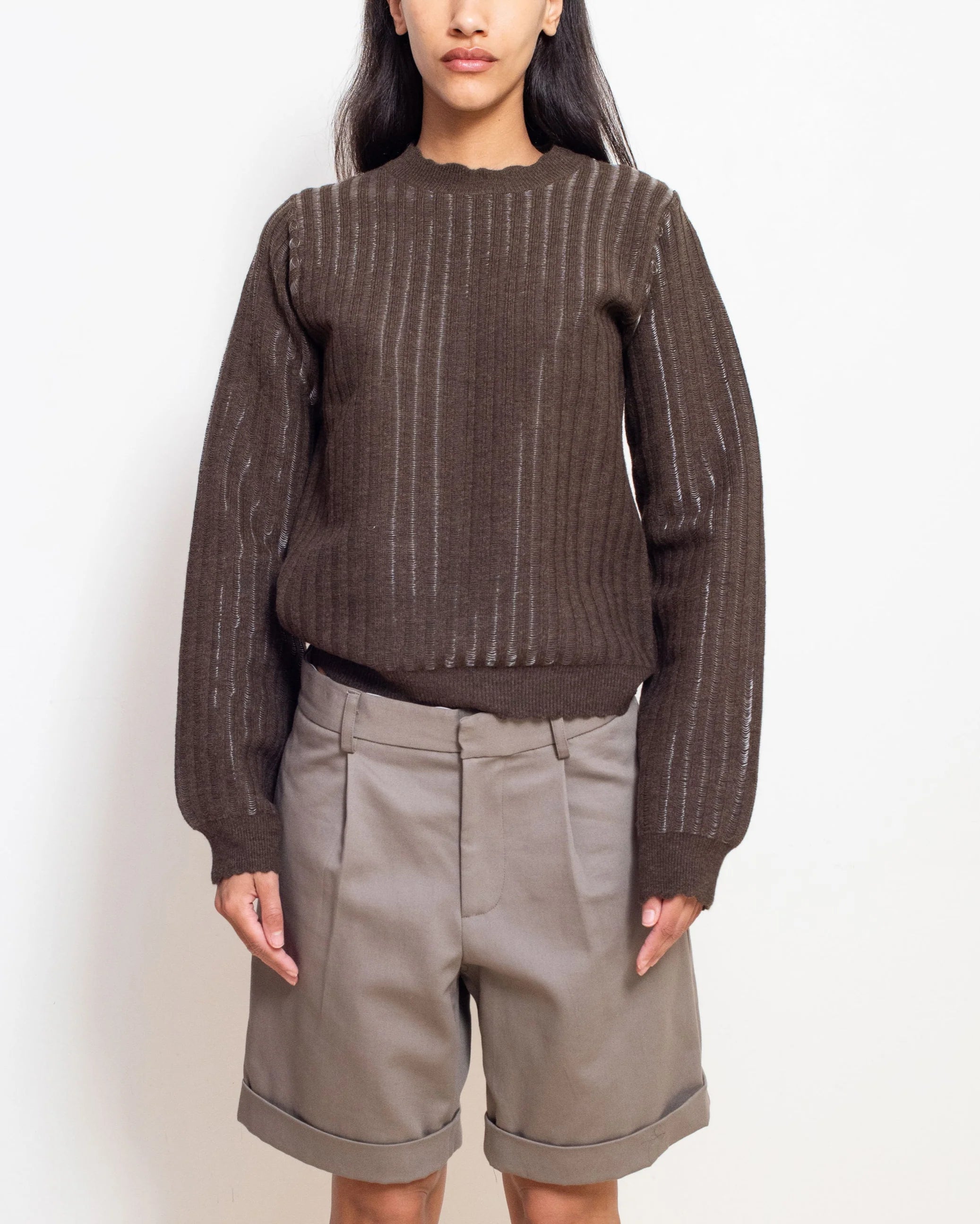 “KNT 01” Knitted Mohair Crew Neck Sweater