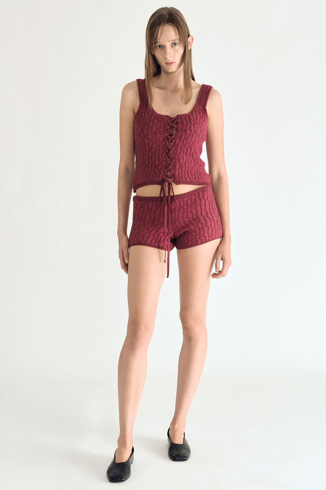 Knitted Blouse Corset (Raspberry)
