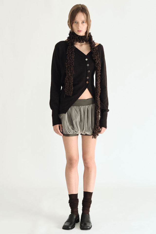 Asymmetric Cardigan Chocolate Brown