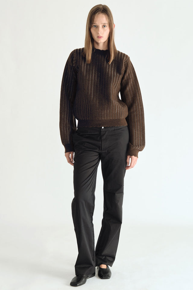 “KNT 01” Knitted Mohair Crew Neck Sweater Fondente