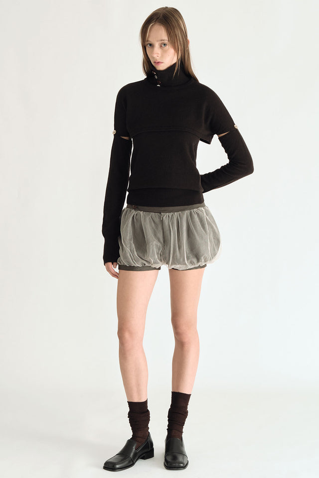 Bubble Tulle Shorts Pietra Brown