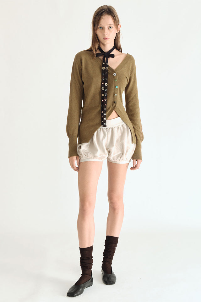 Asymmetric Cardigan Olive Green