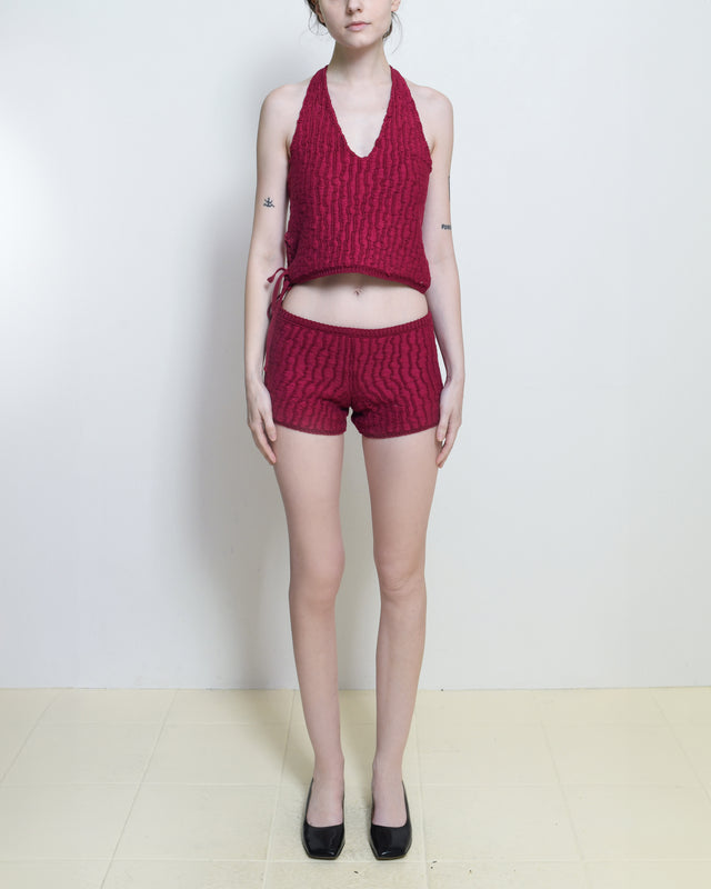 Knitted Halter Top (Raspberry)