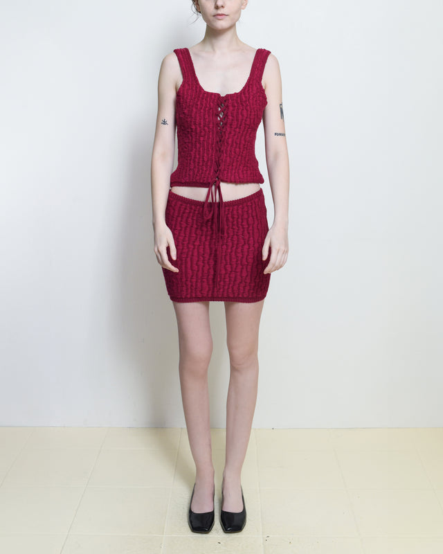 Knitted Blouse Corset (Raspberry)