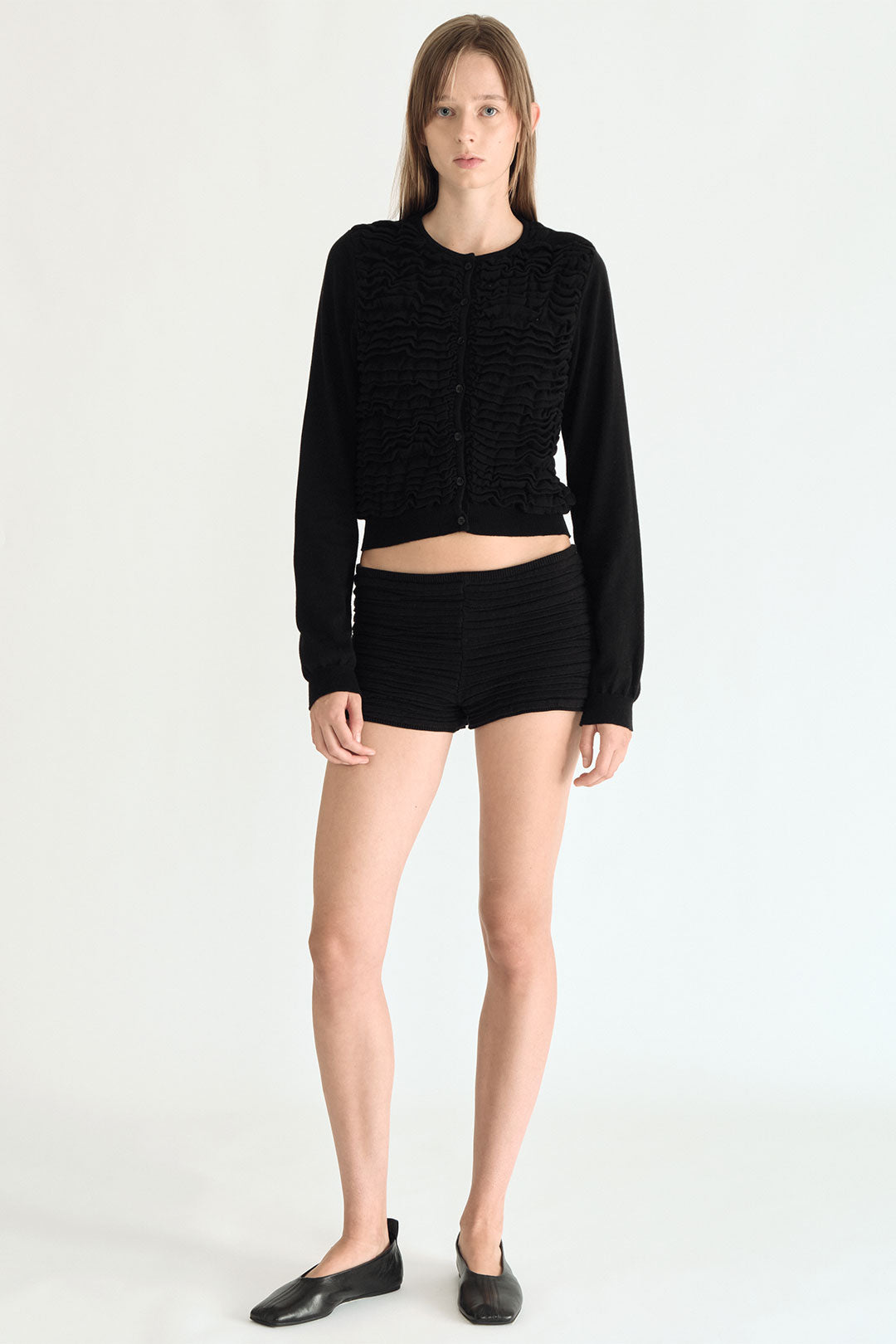 “KNT 05” Button-Up Cardigan Black