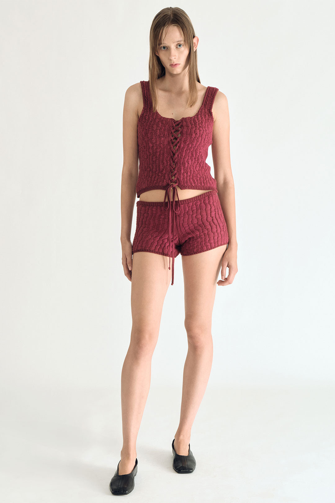 Knitted Blouse Corset (Raspberry)