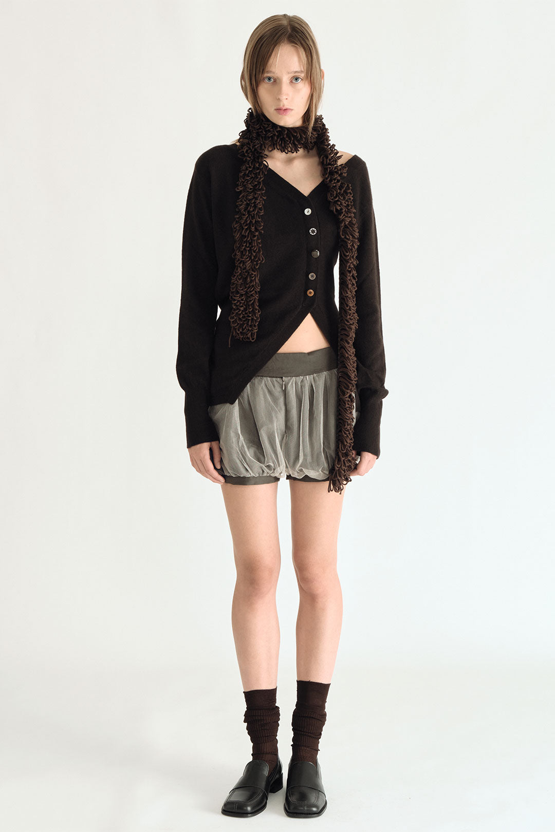 Asymmetric Cardigan Chocolate Brown